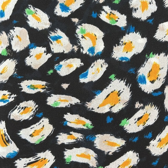 J. Crew Factory Black Print Pleated Faux Wrap Skirt Size 6 Lined Mini EUC - Picture 3 of 15